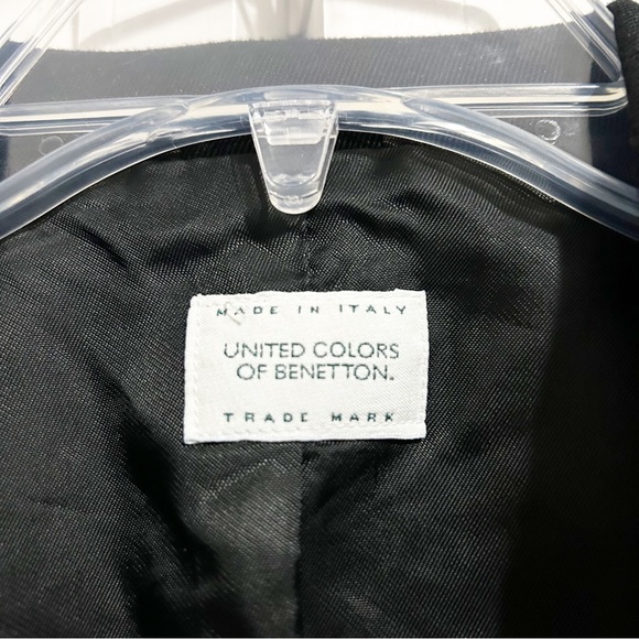 United Colors of Benetton Made in Italy Black Wool Blend Blazer Size IT 40 - Picture 3 of 5